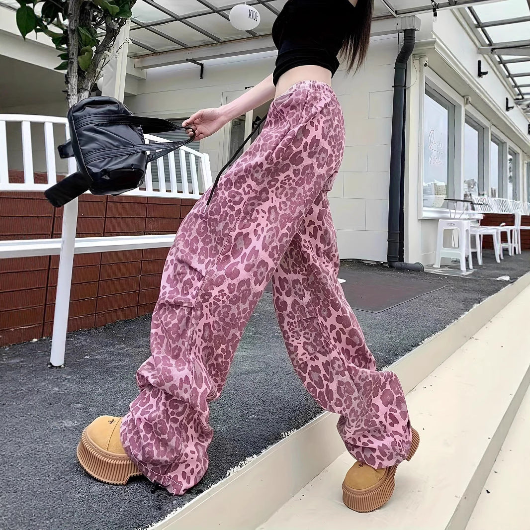 Women’s cargo pants with leopard print and elastic waistband StylebySassy