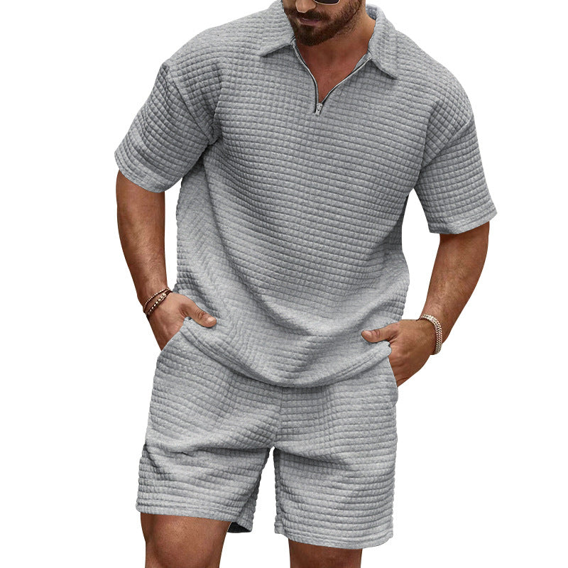 Men's two-piece structured leisure set with zip collar StylebySassy