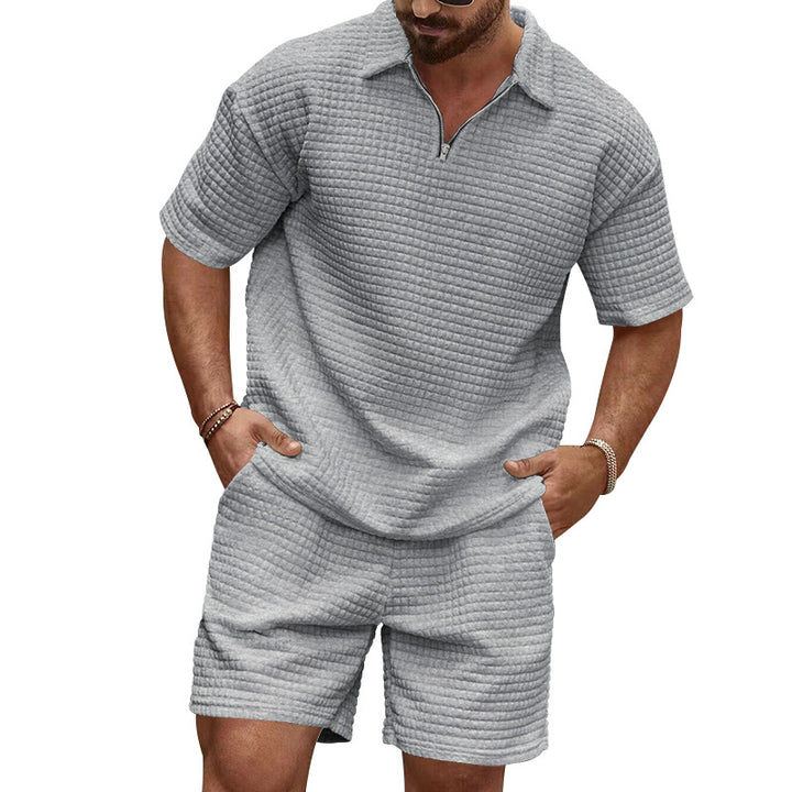Men's two-piece structured leisure set with zip collar StylebySassy