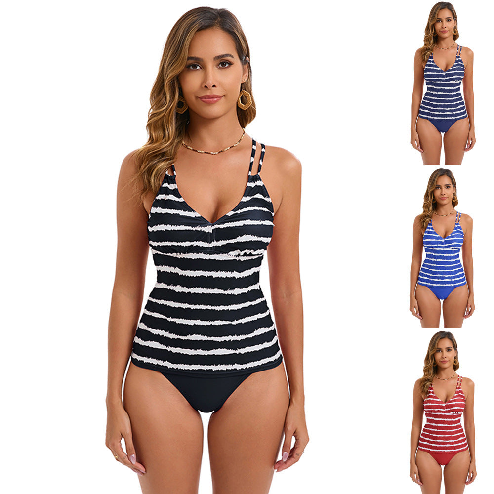 Ladies Tankini with stylish striped pattern StylebySassy