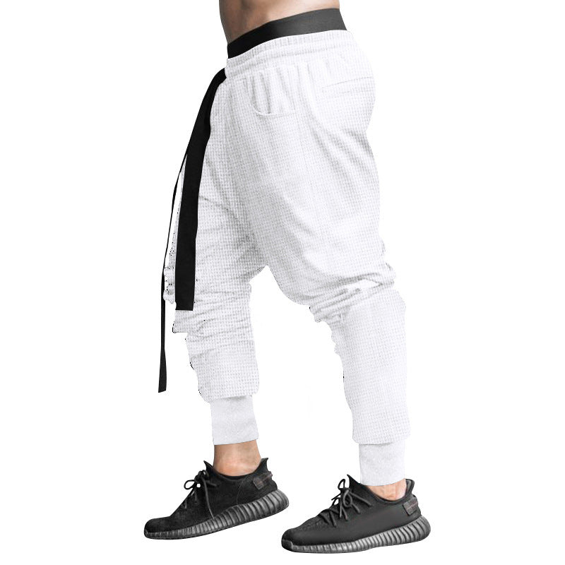 Men's waffle texture joggers with a low rise elastic comfort waistband and tapered leg opening StylebySassy