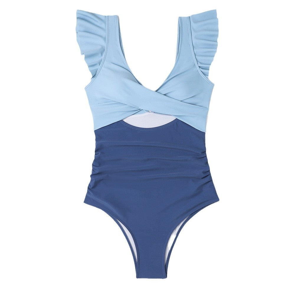 Women's One-Piece Swimsuit with Voluminous Ruffles and Striking Wrap Design StylebySassy