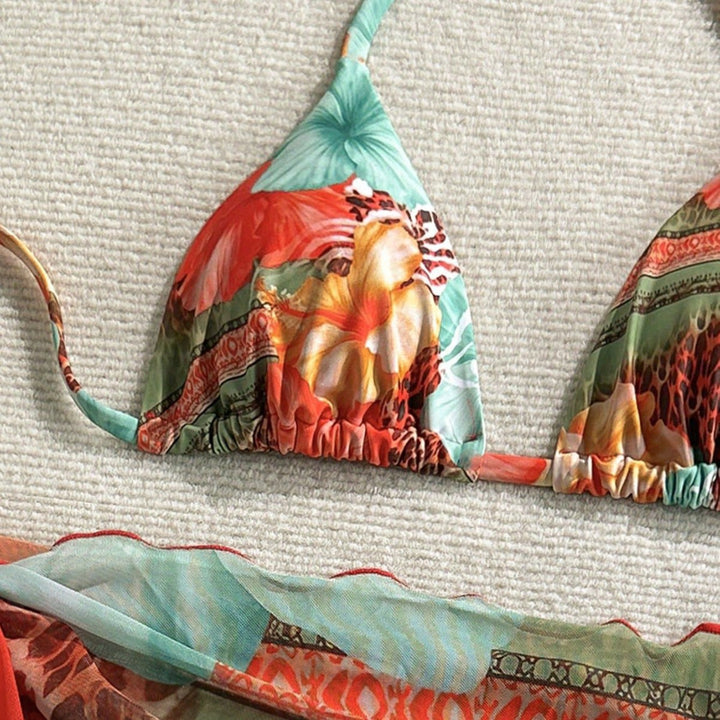 Women Floral Bikini Set with combination of top and wrap cloth StylebySassy