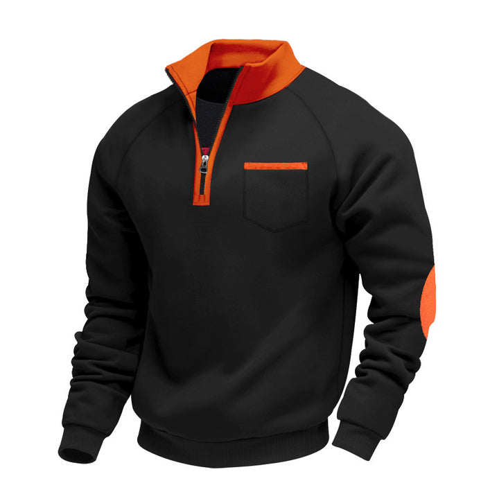 Men's Nano Fleece Half-Zip Pullover with Chest Pocket and Elbow Patches StylebySassy