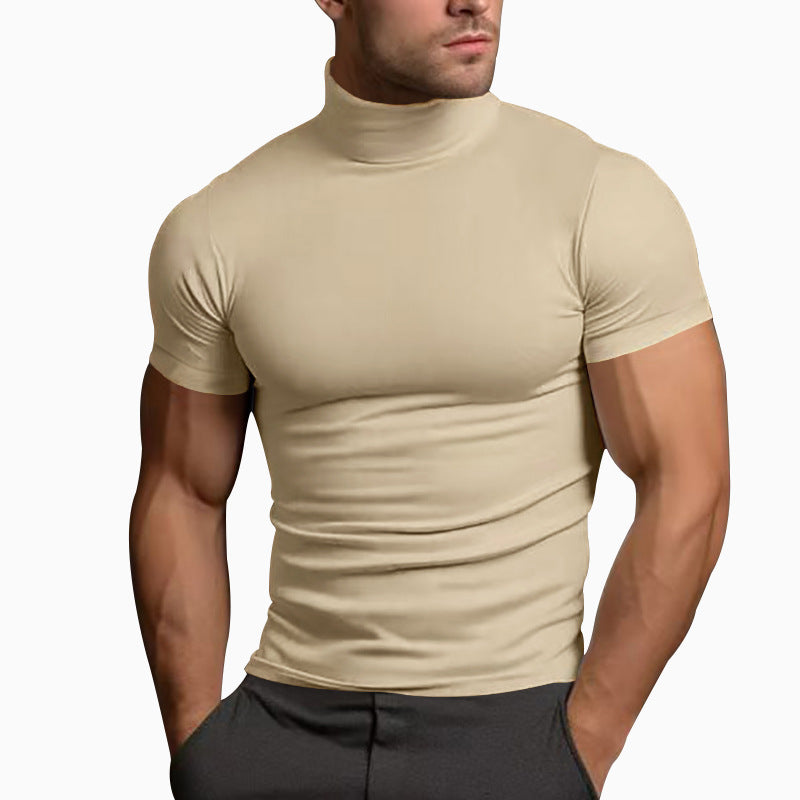 Men's fitted elastic short sleeve roll neck top StylebySassy