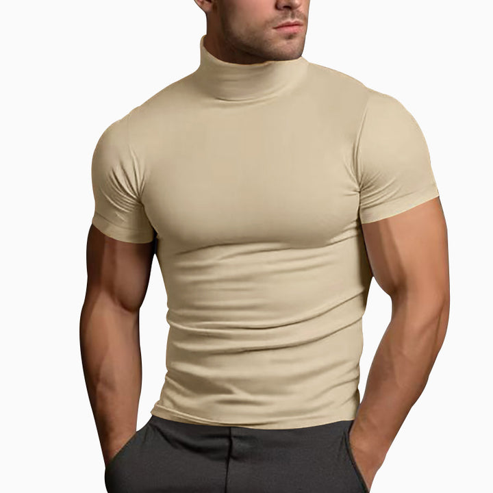 Men's fitted elastic short sleeve roll neck top StylebySassy