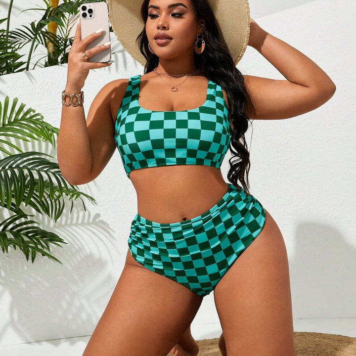 Women’s Bikini Set with Fashionable Check Pattern StylebySassy