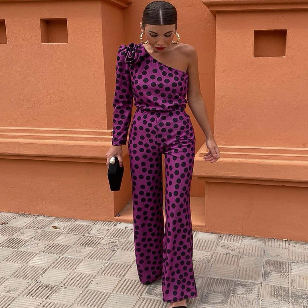 Women's Glamorous Jumpsuit with Asymmetric Design and Ruffle Detail StylebySassy