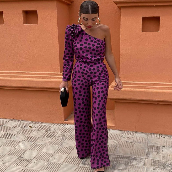 Women's Glamorous Jumpsuit with Asymmetric Design and Ruffle Detail StylebySassy