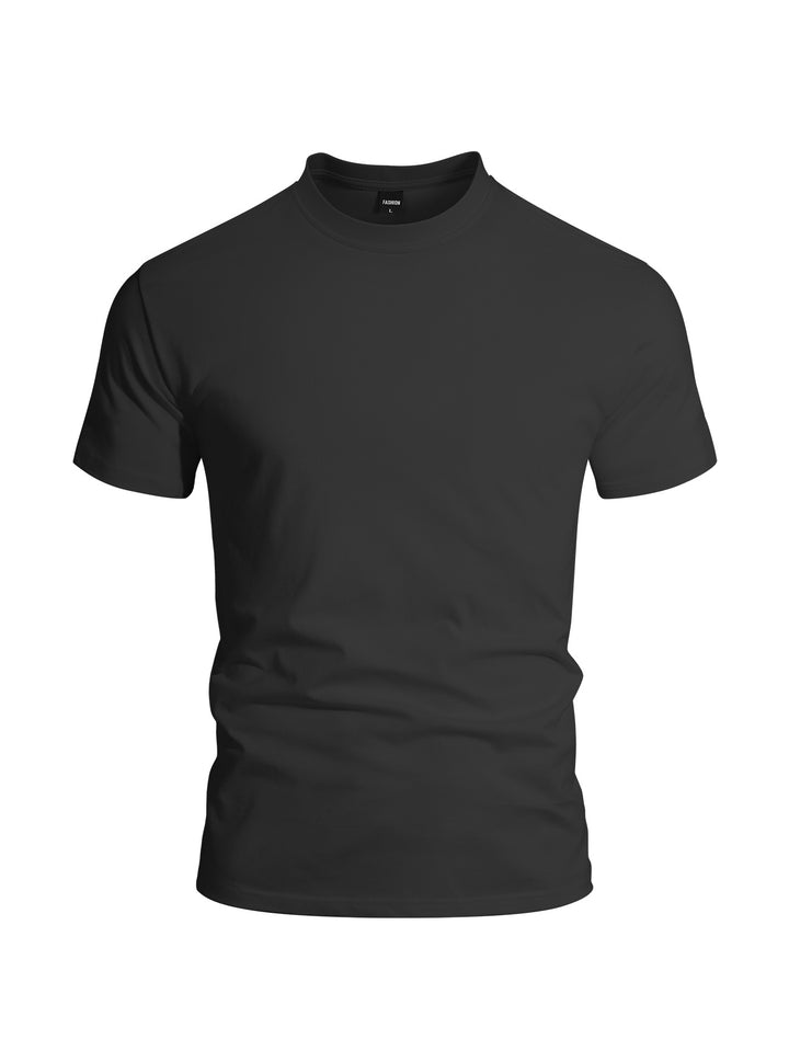 Men's close-fitting round neck basic shirt made of single jersey with reinforced neckband StylebySassy