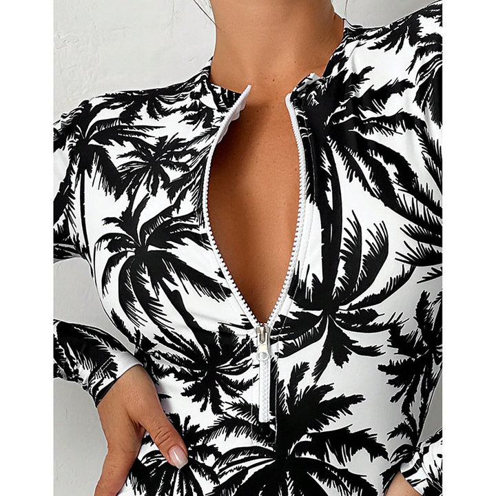 Women's one-piece swimsuit with long sleeves and practical zipper StylebySassy