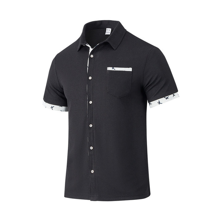 Men's structured short-sleeve shirt with chest pocket and contrast trim StylebySassy