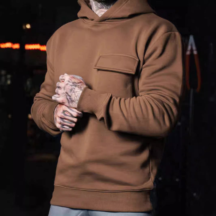 Men's casual athletic hoodie with patch pocket made of heavy French terry StylebySassy