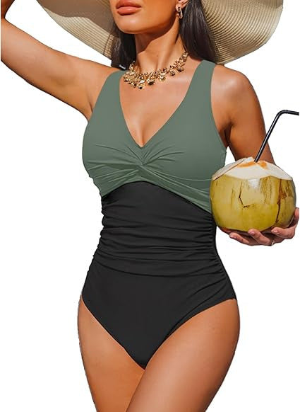 Ladies Elegant One-Piece Swimsuit with Fashionable Twist StylebySassy