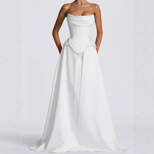 Women High-Quality Wedding Dress with Elegant Draping and Heart-Shaped Neckline StylebySassy