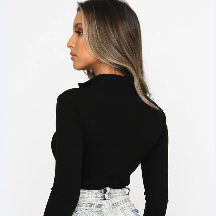 Women Long-sleeved Body with Continuous Zipper StylebySassy