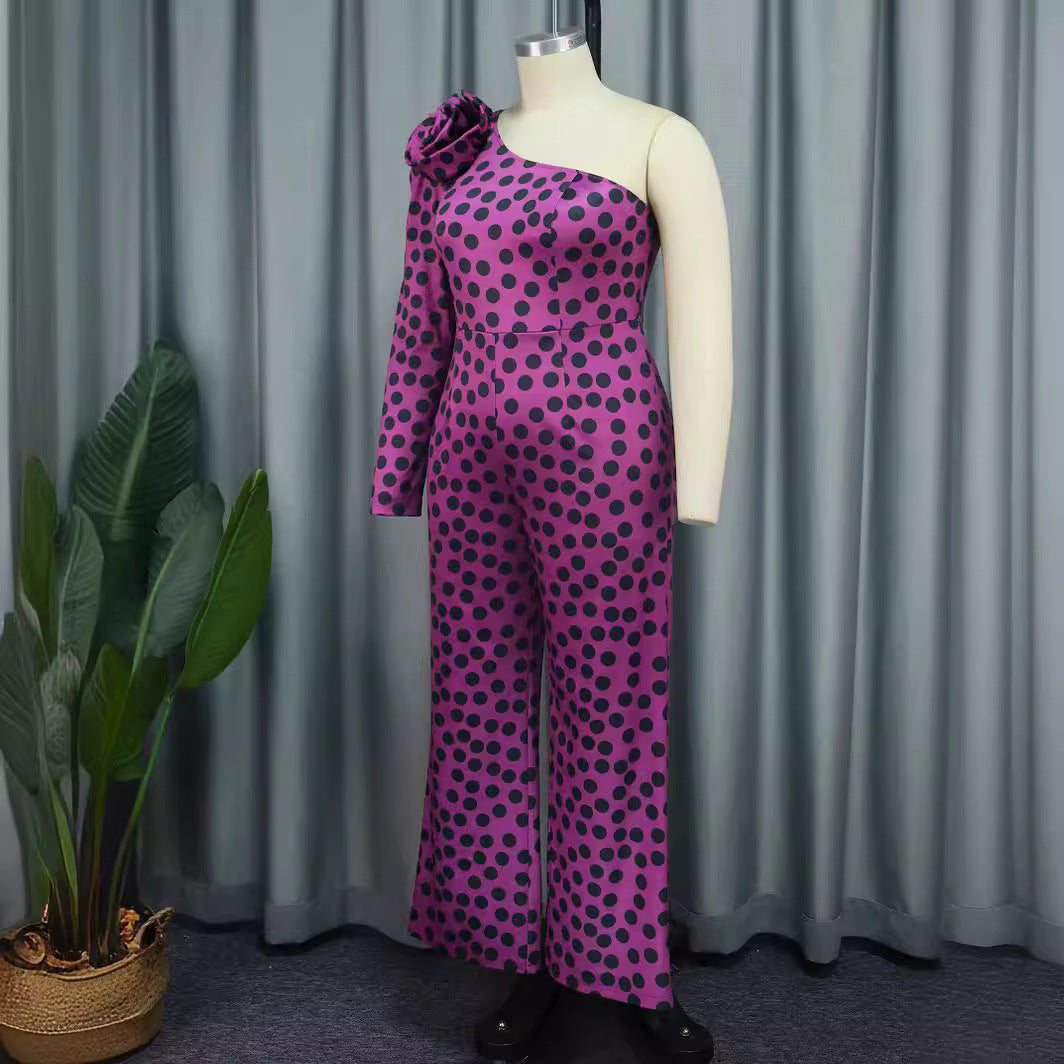 Women's Glamorous Jumpsuit with Asymmetric Design and Ruffle Detail StylebySassy