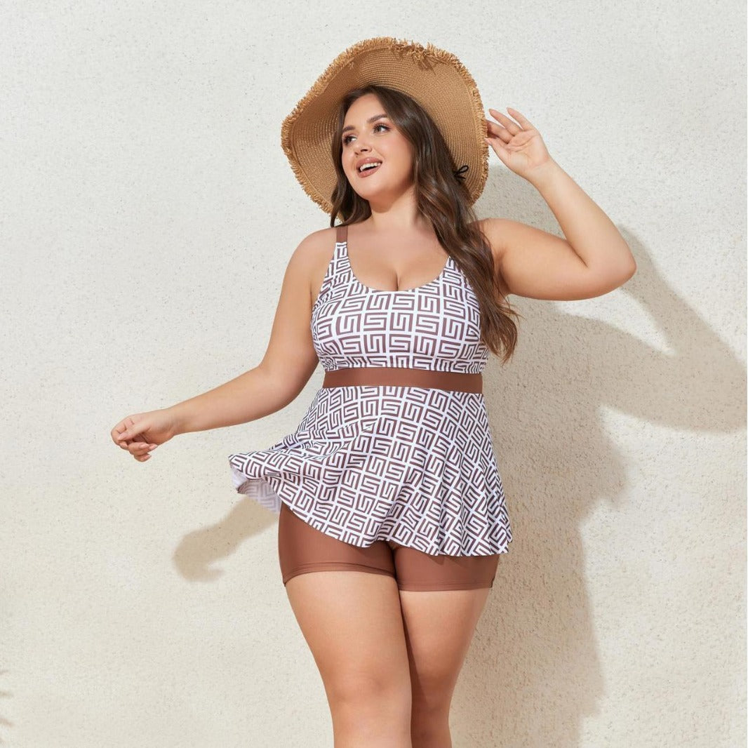 Ladies Fashionable Tankini with Sculptural Pattern Applications StylebySassy
