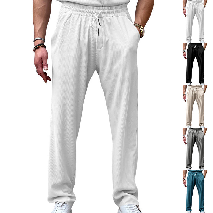 Men's lightweight linen pants with drawstring, elastic waistband, and straight cut StylebySassy