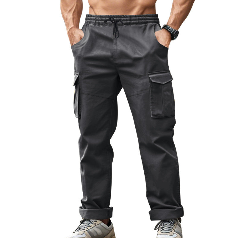 Men's urban cargo chinos in jogging style with elastic drawstring waistband and multifunctional pockets StylebySassy