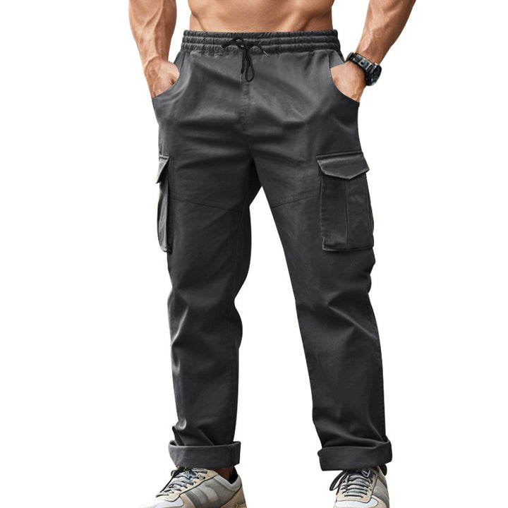 Men's urban cargo chinos in jogging style with elastic drawstring waistband and multifunctional pockets StylebySassy