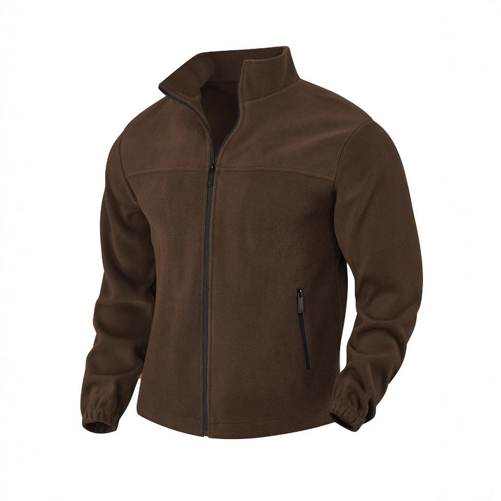 Men's fleece jacket with zipper, stand-up collar and zip pockets StylebySassy
