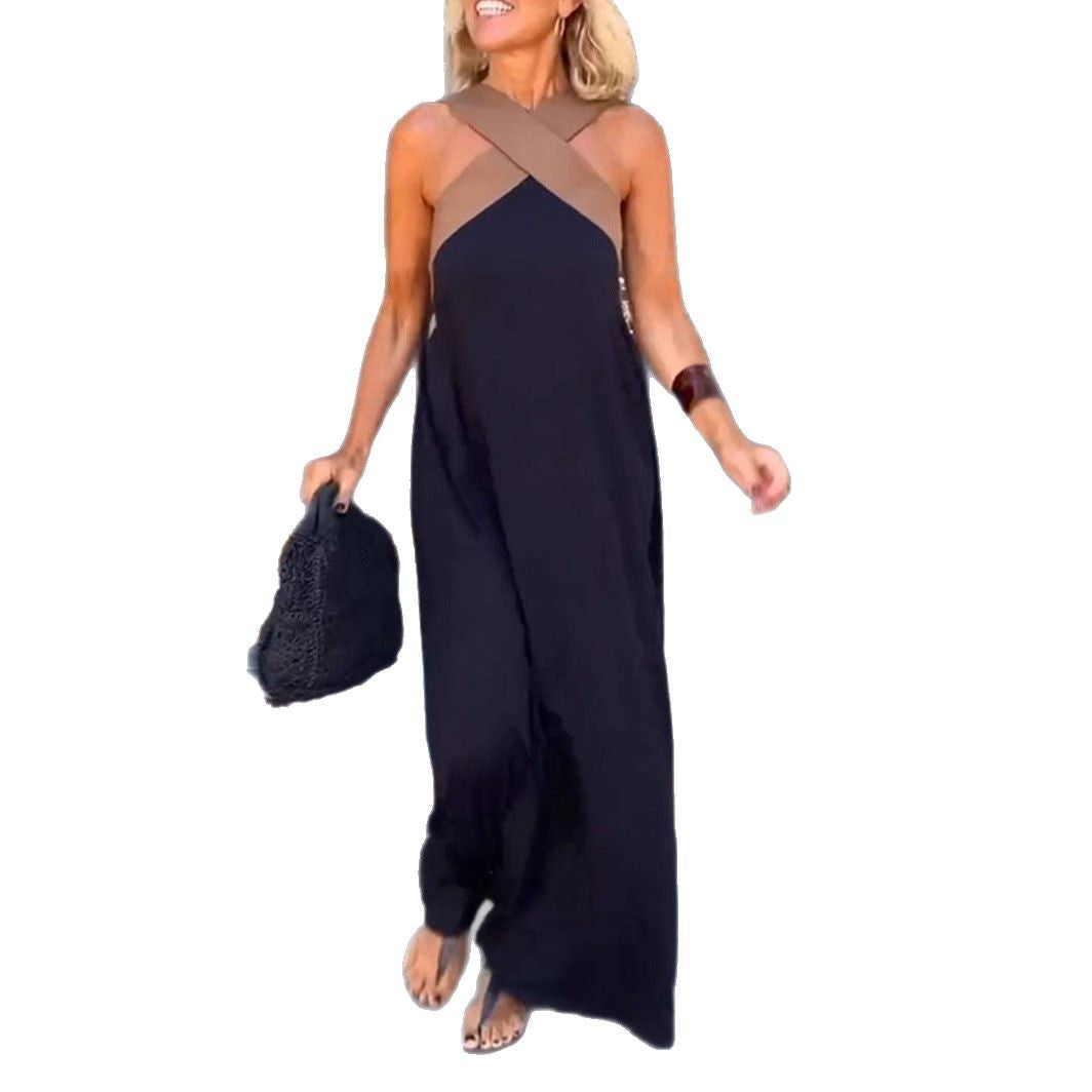 Women’s airy kaftan dress with crossed strap detail, breast yoke and wide fall StylebySassy