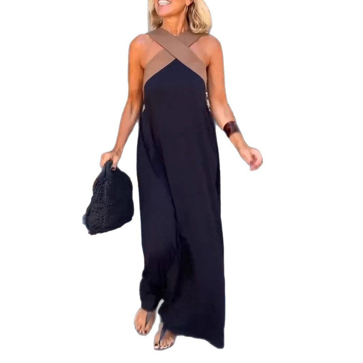 Women’s airy kaftan dress with crossed strap detail, breast yoke and wide fall StylebySassy
