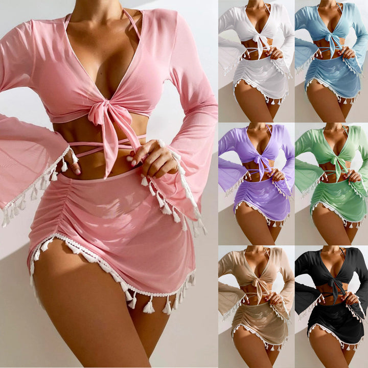 Women's beach outfit with elegant lacing details StylebySassy