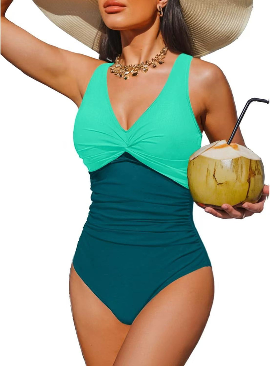 Ladies Elegant One-Piece Swimsuit with Fashionable Twist StylebySassy