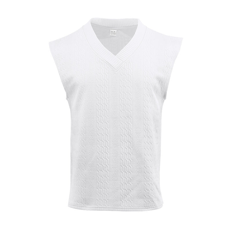 Men's knitted vest with V-neck and cable pattern StylebySassy