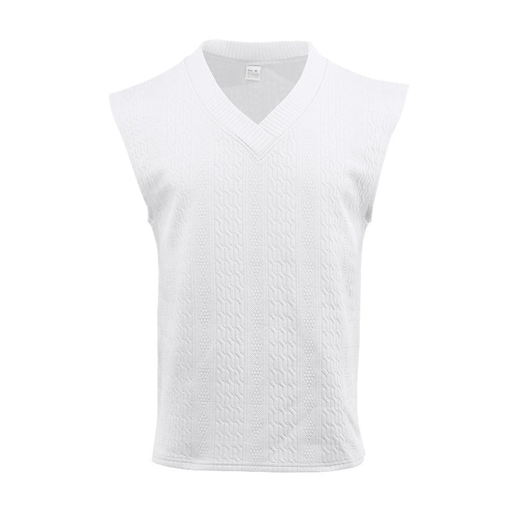Men's knitted vest with V-neck and cable pattern StylebySassy
