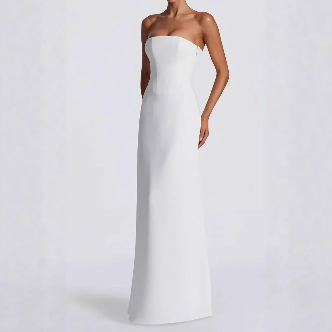 Ladies Elegant Wedding Dress with Off-Shoulder Design and Lace Sleeves StylebySassy