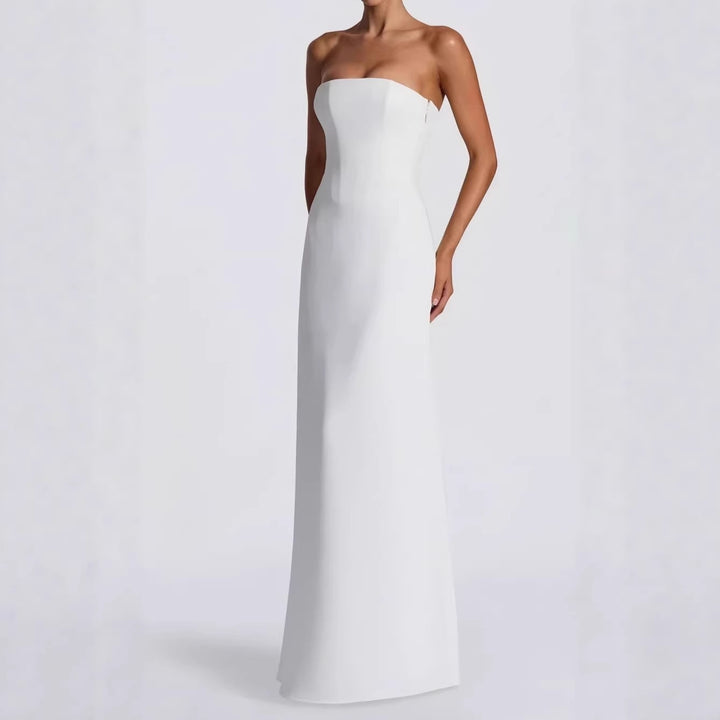 Ladies Elegant Wedding Dress with Off-Shoulder Design and Lace Sleeves StylebySassy