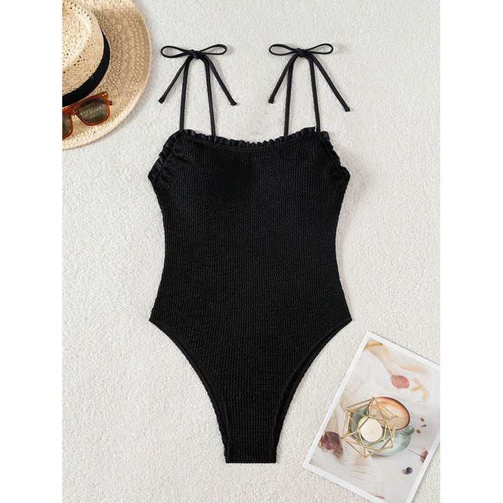 Women's one-piece swimsuit with voluminous ruffle details and elastic cut StylebySassy
