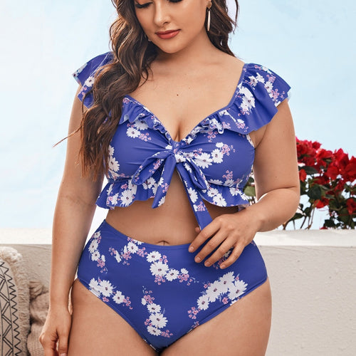 Women Bikini Set with floral wrap top and high waisted pants StylebySassy