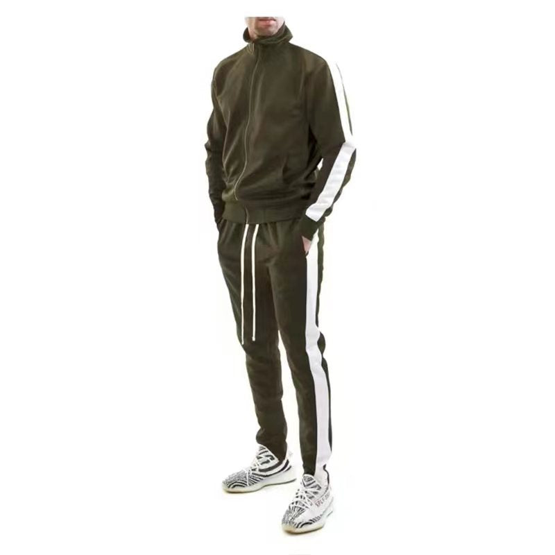 Men's slim training set with stand-up collar, zip jacket and fitted drawstring jogger StylebySassy