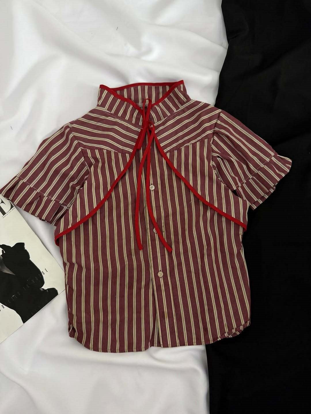 Women's Fashion Blouse with High Neck and Decorative Ruffles