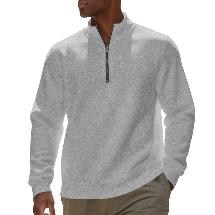 Men's half-zip sweatshirt made of cotton blend with stand-up collar, soft lining and ribbed cuffs StylebySassy