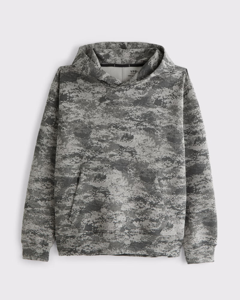 Unisex loose-fit hoodie sweatshirt with subtle leaf texture, double hood without drawstring and kangaroo pocket StylebySassy