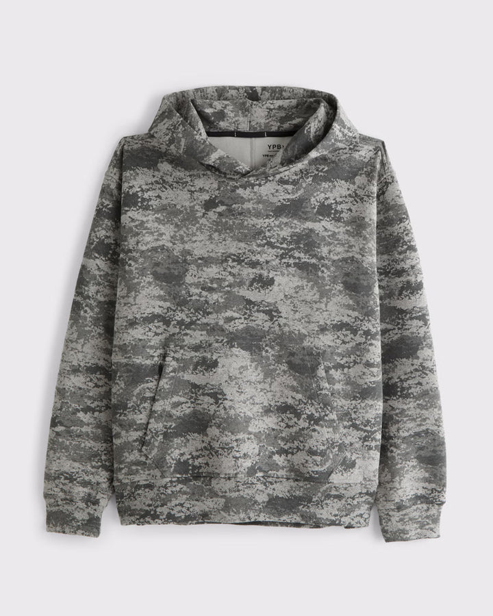Unisex loose-fit hoodie sweatshirt with subtle leaf texture, double hood without drawstring and kangaroo pocket StylebySassy