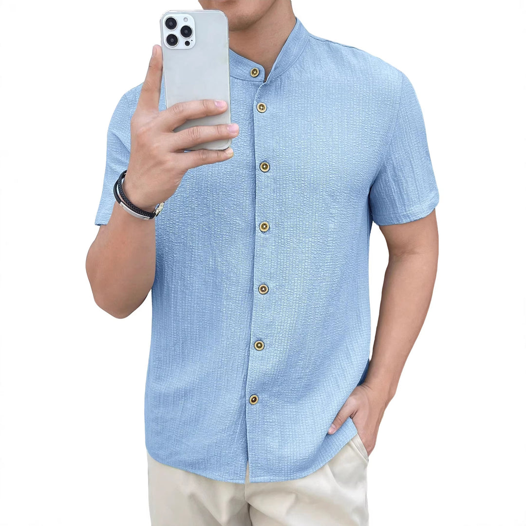 Men's lightweight wrinkle structure overshirt with rolled-up sleeves relaxed overshirt silhouette StylebySassy