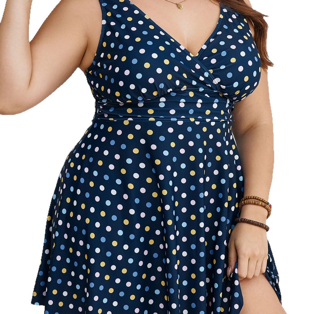 Women's summer beach dress with stylish V-neck and polka dot design StylebySassy