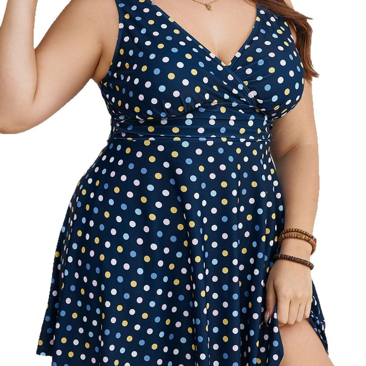 Women's summer beach dress with stylish V-neck and polka dot design StylebySassy