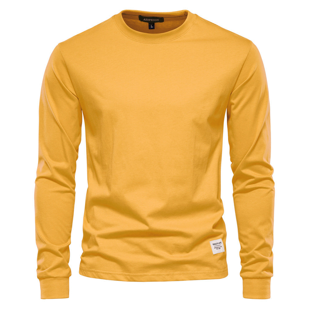 Men's classic long-sleeved cotton shirt with round neck and elastic cuffs StylebySassy