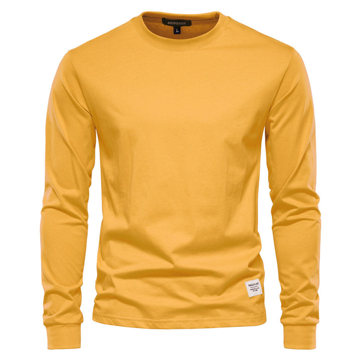 Men's classic long-sleeved cotton shirt with round neck and elastic cuffs StylebySassy