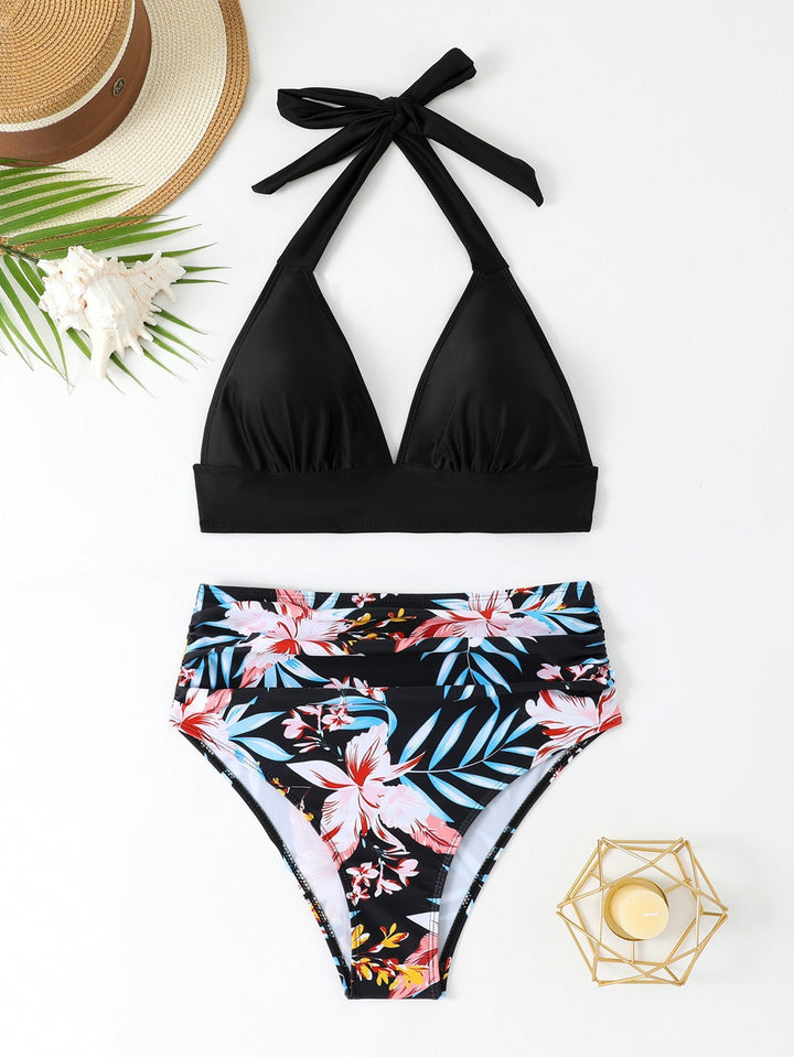 Women's Triangle Bikini Set with High Waist and Floral Design StylebySassy