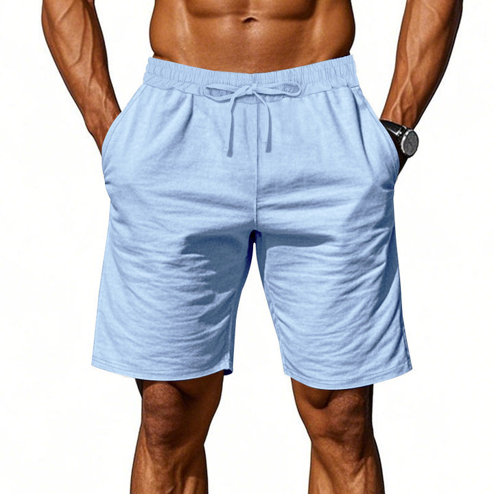Men's casual cotton blend leisure shorts with elastic waistband and side pockets StylebySassy