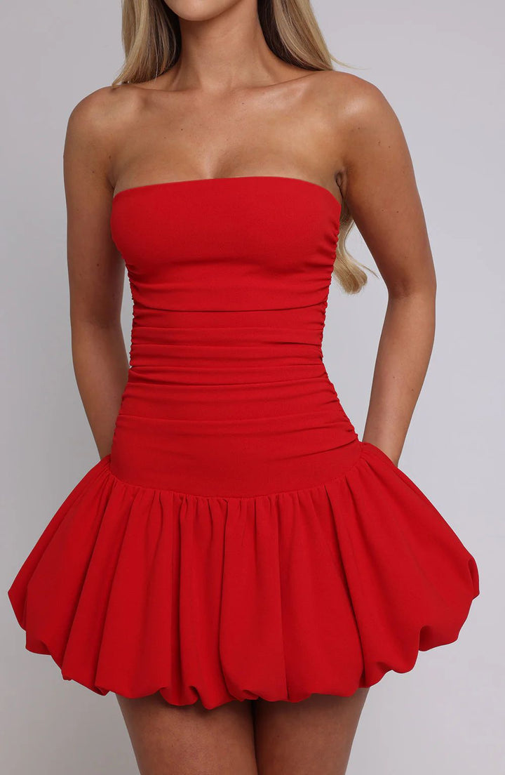 Women's mini dress with off-shoulder design and voluminous skirt StylebySassy