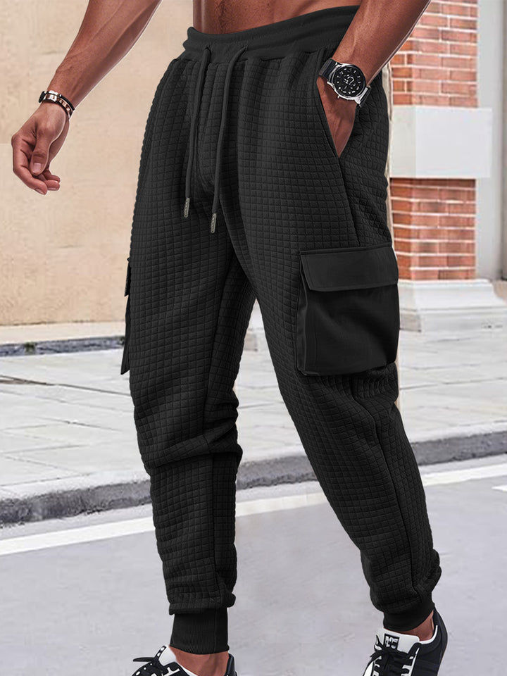 Men's Nano Square Structured Cargo Jogging Pants with Drawstring Waist and Patch Side Pockets StylebySassy